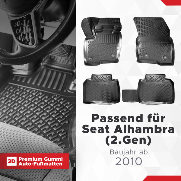 3D Auto Fussmatten Set passend für Seat Alhambra (2.Gen) Baujahr ab 2010