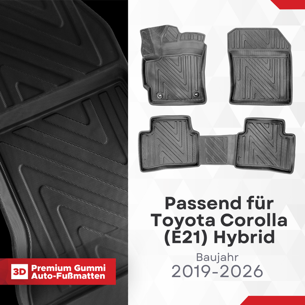 3D Auto Fussmatten für Toyota Corolla (E21) Hybrid 2019-2026 Carbon-Optik