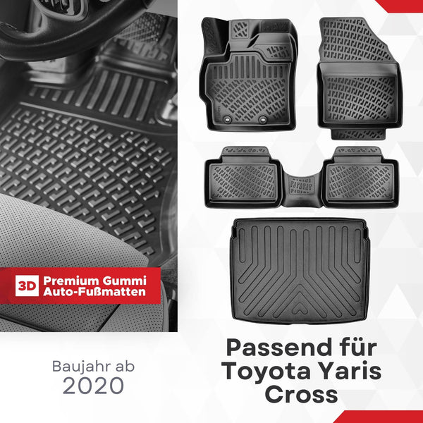 3D Auto Gummimatten & Kofferraumwanne Set für Toyota Yaris CROSS Baujahr ab 2020