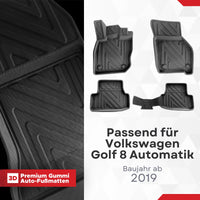 3D Auto Fussmatten für VW Golf 8 (Automatik) 2019-2026 Carbon-Optik