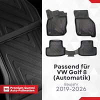 3D Auto Fussmatten für VW Golf 8 (Automatik) 2019-2026 Carbon-Optik