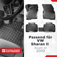 3D Auto Fussmatten Set passend für VW Sharan II Baujahr ab 2010 (5 Sitze)