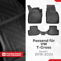 3D Auto Fussmatten für VW T-Cross 2018-2026 Carbon-Optik