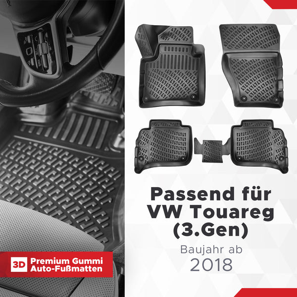 3D Auto Fussmatten Set passend für VW Touareg (3.Gen) Baujahr ab 2018