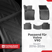 3D Auto Fussmatten für Volvo V90 2016-2026 Carbon-Optik