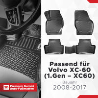 3D Auto Fussmatten Set passend für Volvo XC-60 (1.Gen - XC60) Baujahr 2008-2017