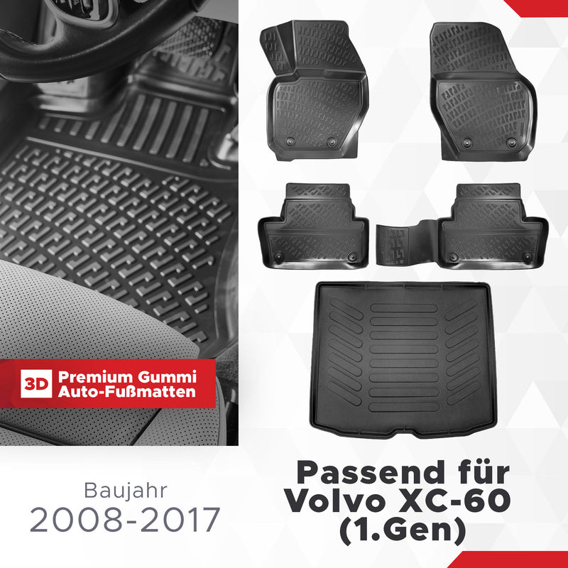3D Auto Gummimatten & Kofferraumwanne für Volvo XC60 (1.Gen) 2008-2017