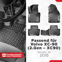 3D Auto Fussmatten Set passend für Volvo XC-90 (2.Gen - XC90) Baujahr ab 2015 ( Passt Nicht in Hybridmodell )