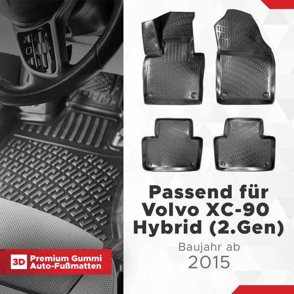 3D Auto Fussmatten Set passend für Volvo XC-90 HYBRID (2.Gen - XC90) Baujahr ab 2015
