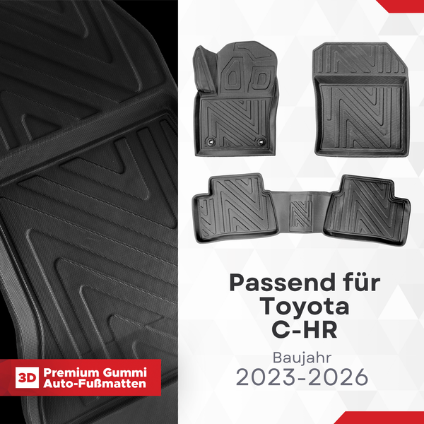 3D Auto Fussmatten für Toyota C-HR (X20) 2023-2026 Carbon-Optik