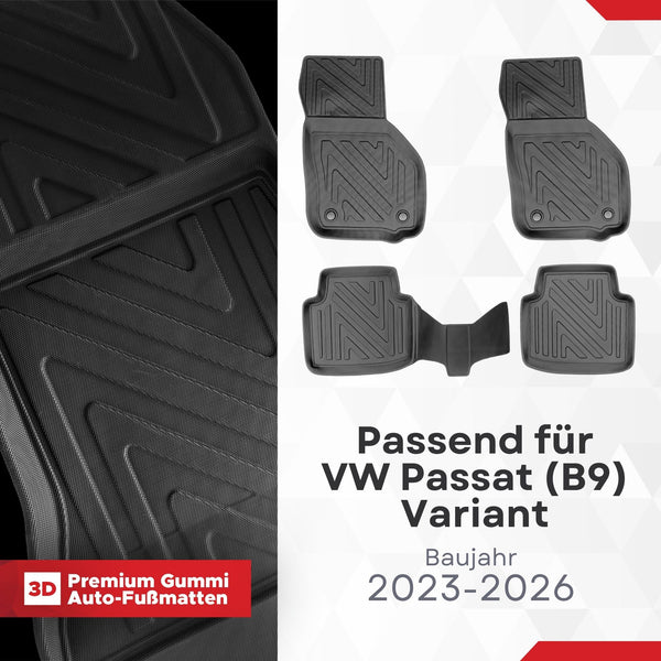 3D Auto Fussmatten für VW Passat (B9) Variant 2023-2026 Carbon-Optik