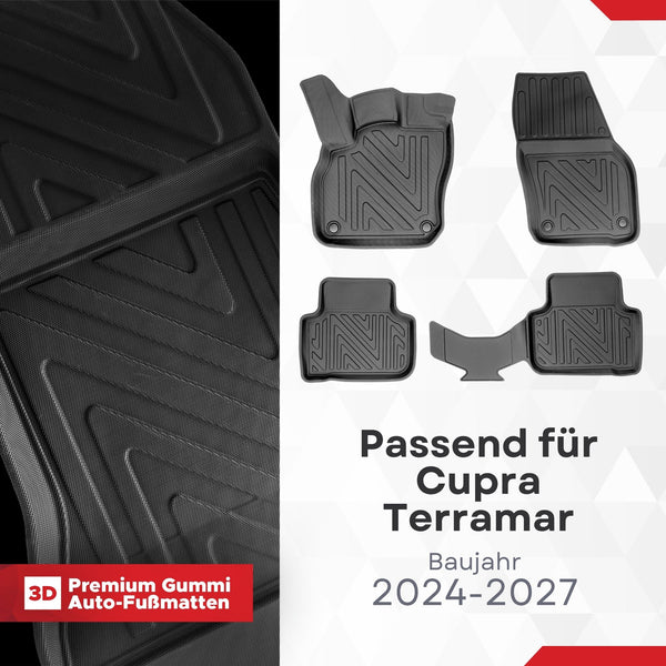3D Auto Fussmatten für Cupra Terramar 2024-2027 Carbon-Optik