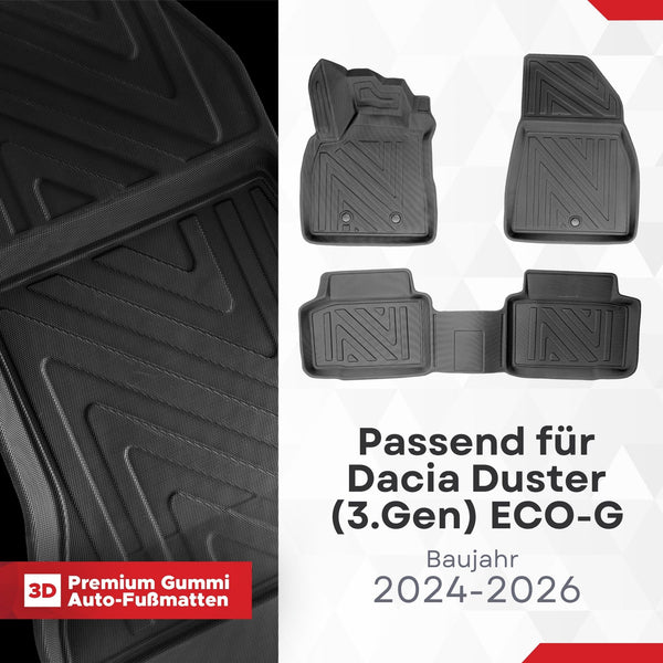 3D Auto Fussmatten für Dacia Duster (3.Gen) ECO-G E-Tech Full Hybrid 2024-2026 Carbon-Optik (Nicht in Mild-Hybrid)