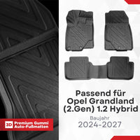 3D Auto Fussmatten für Opel Grandland (2.Gen) 1.2 Hybrid 2024-2027 Carbon-Optik (Nicht Mild Hybrid)