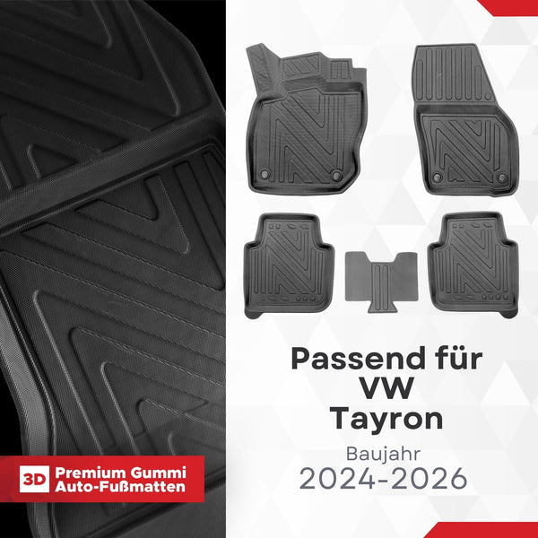 3D Auto Fussmatten für VW Tayron 2024-2026 Carbon-Optik