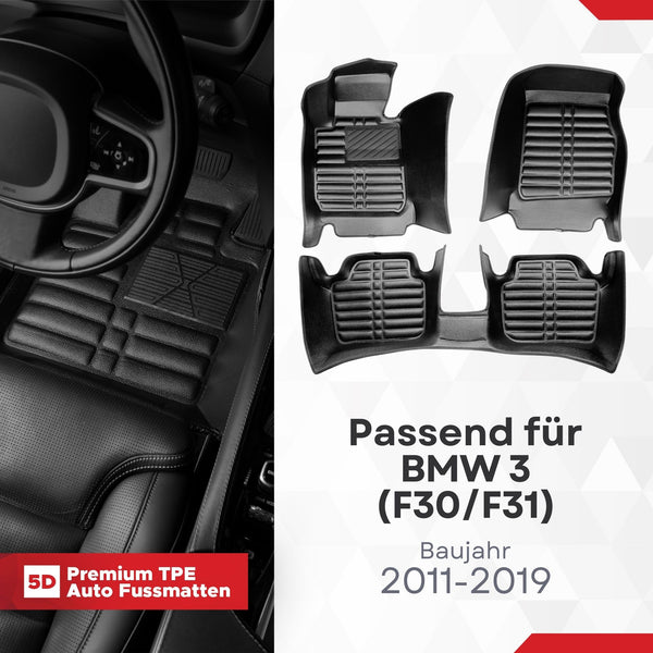 5D Premium Auto Fussmatten für BMW 3 (F30/F31) 2012-2019