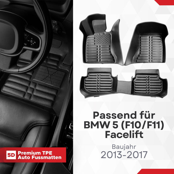5D Premium Auto Fussmatten für BMW 5 (F10/F11) 2013-2017 Facelift