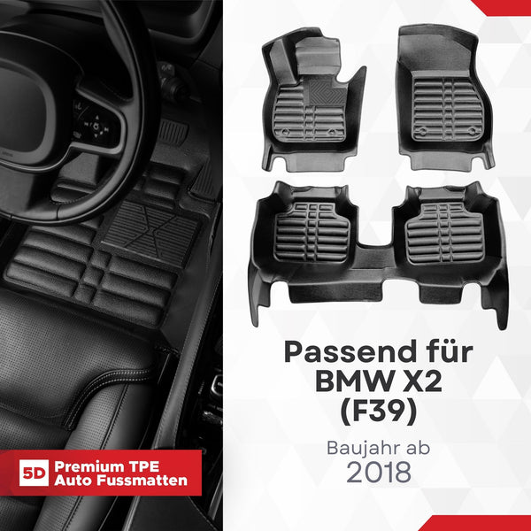 5D Premium Auto Fussmatten für BMW X2 (F39) 2018-2024