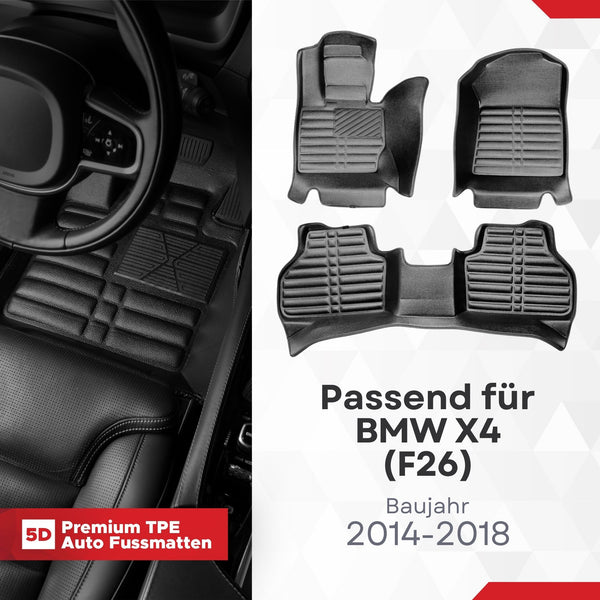 5D Premium Auto Fussmatten für BMW X4 (F26) 2014-2018