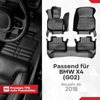 5D Premium Auto Fussmatten für BMW X4 (G02/F98) 2018-2026 Facelift