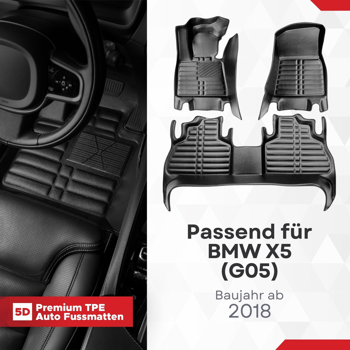 5D Premium Auto Fussmatten für BMW X5 (G05/F95) 2018-2026