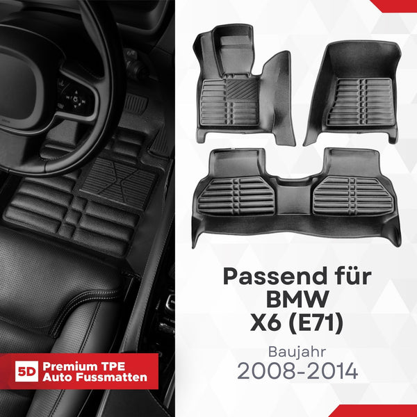 5D Premium Auto Fussmatten für BMW X6 (E71) 2008-2014