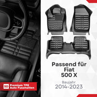 5D Premium Auto Fussmatten TPE Set passend für Fiat 500 X Baujahr 2014-2023