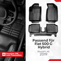 5D Premium Auto Fussmatten für Fiat 500C (Typ 312) Hybrid 2020-2024