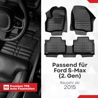 5D Premium Auto Fussmatten für Ford S-Max (II. Gen) 2015-2023