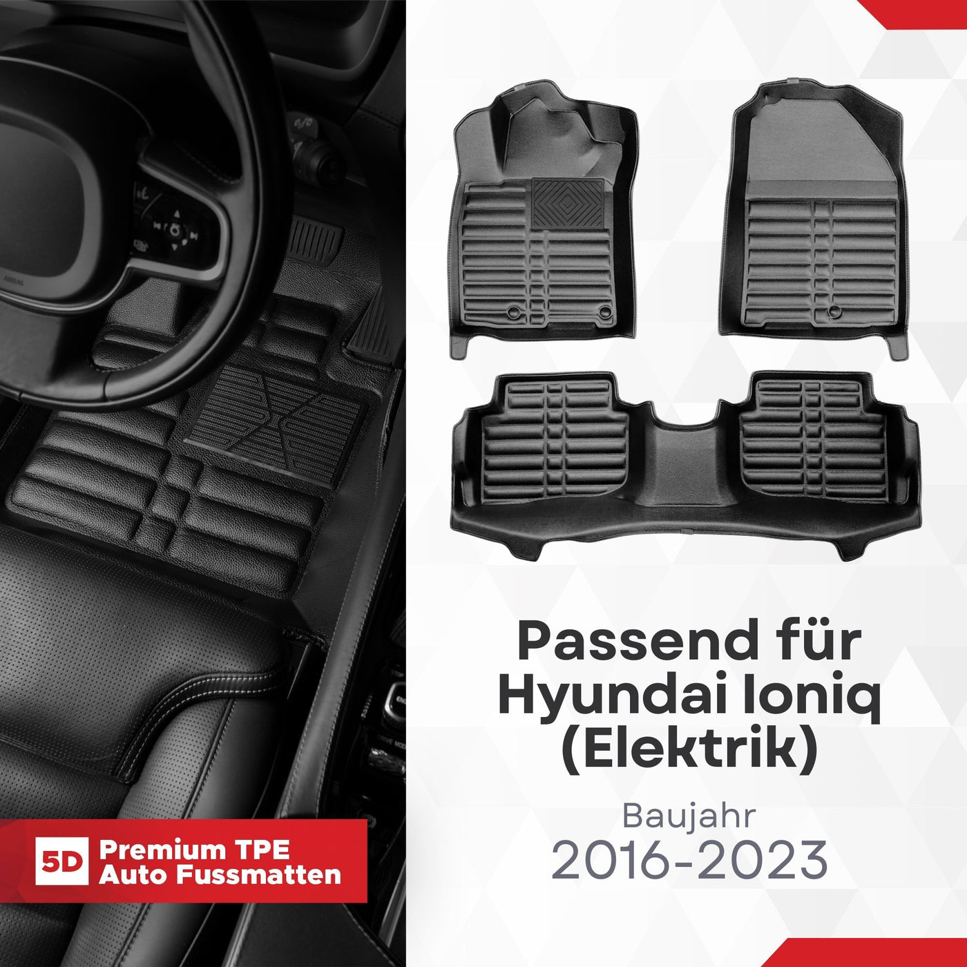 5D Premium Auto Fussmatten für Hyundai Ioniq (Elektrik) 2016-2023