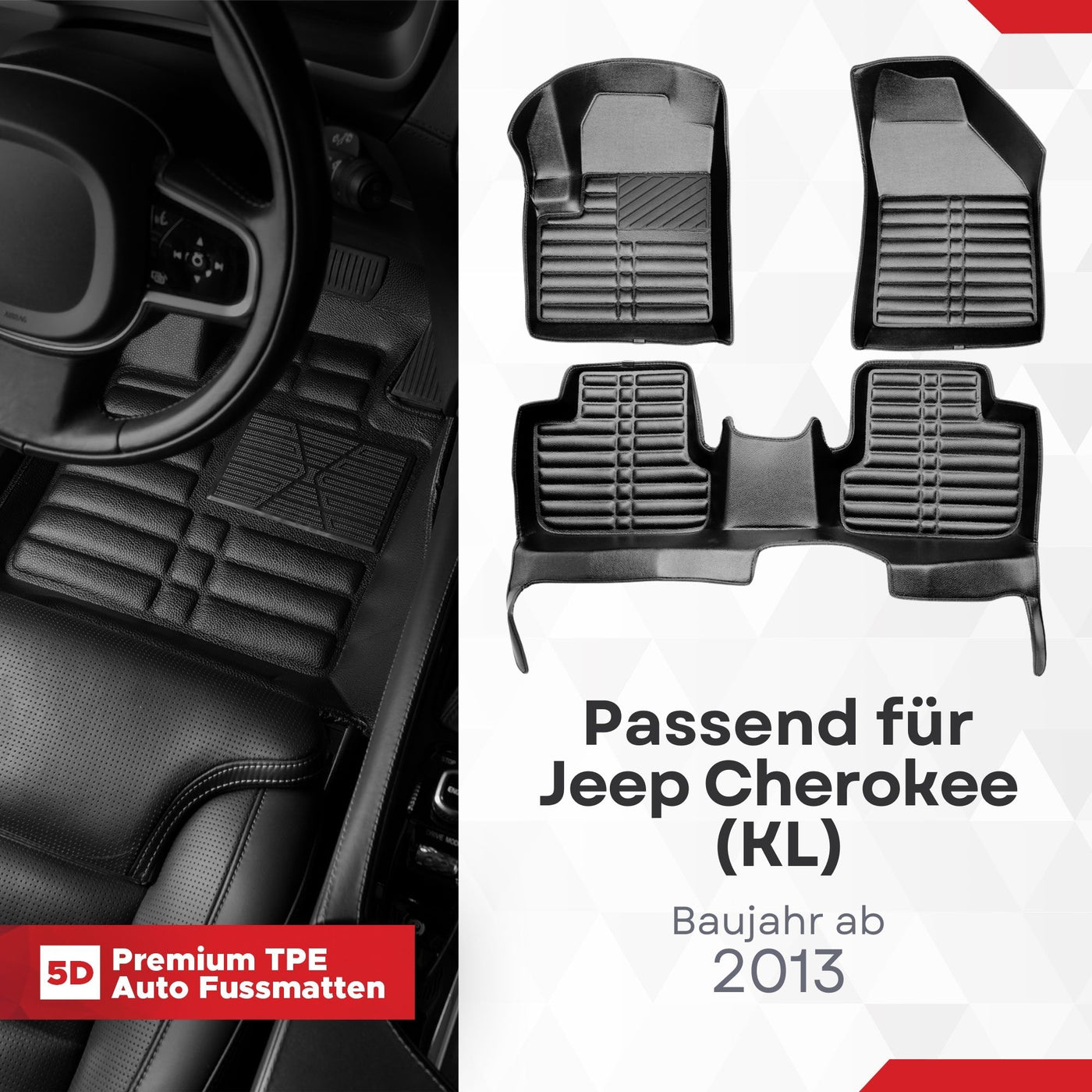 5D Premium Auto Fussmatten für Jeep Cherokee (KL) 2013-2021