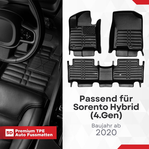 5D Premium Auto Fussmatten für Kia Sorento Hybrid (IV.Gen) (MQ4) 2020-2026