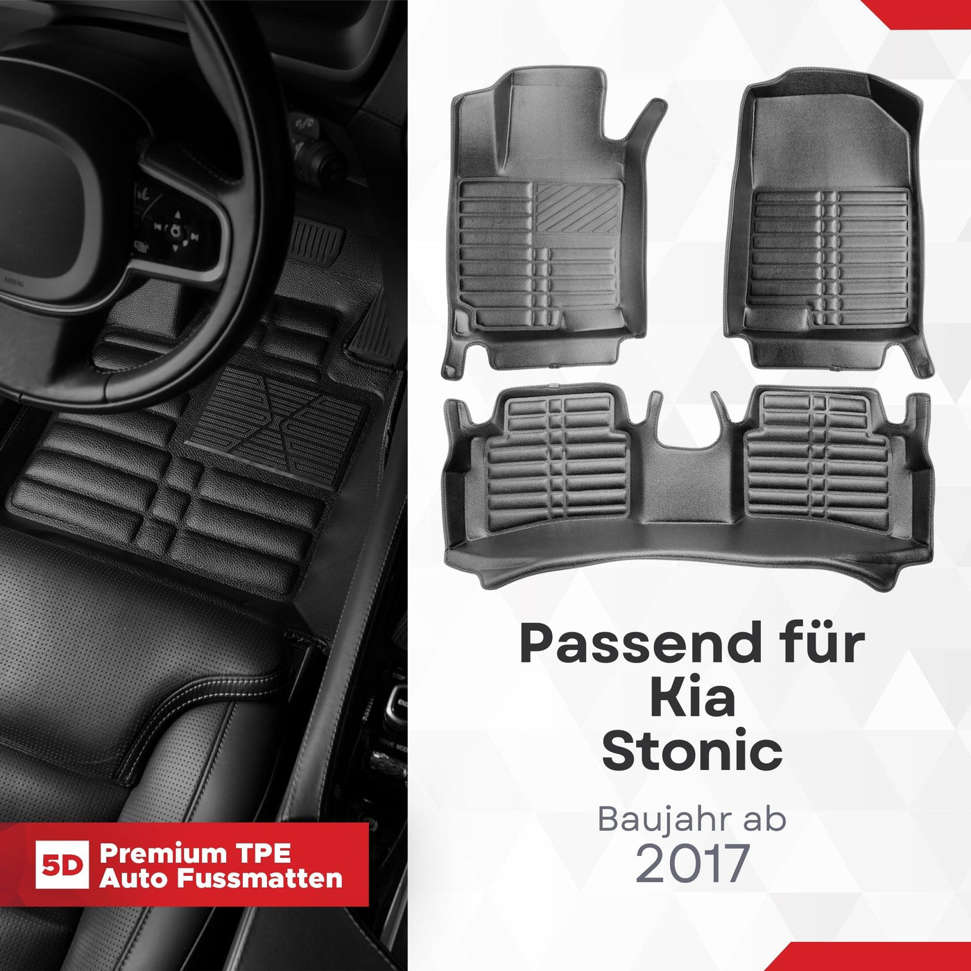 5D Premium Auto Fussmatten für Kia Stonic 2017-2026 Facelift