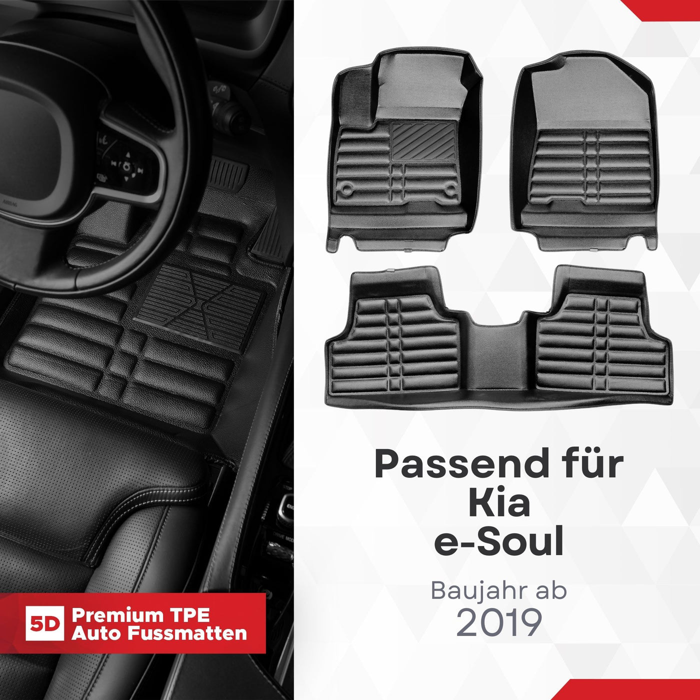 5D Premium Auto Fussmatten TPE Set passend für Kia e-Soul Baujahr ab 2019