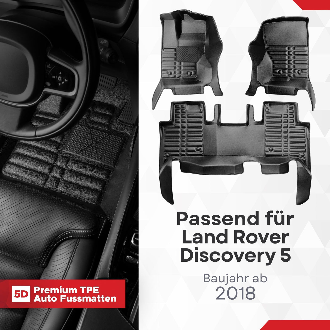 5D Premium Auto Fussmatten für Land Rover Discovery V 2017-2026