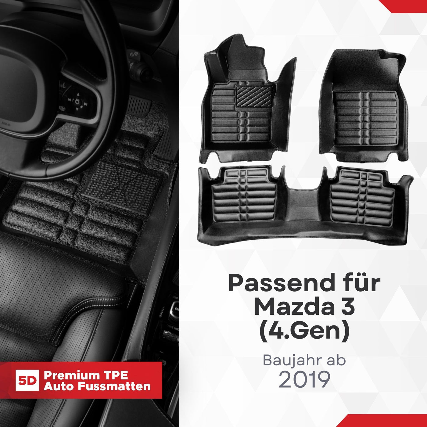 5D Premium Auto Fussmatten für Mazda 3 (BP) 2019-2026