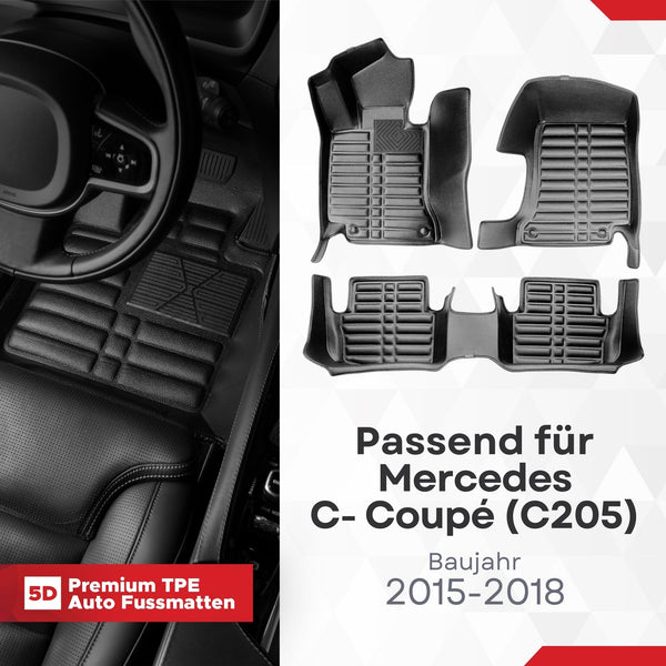 5D Premium Auto Fussmatten für Mercedes C-Coupe (C205) 2015-2023