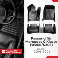 5D Premium Auto Fussmatten für Mercedes C Klasse (W205/S205) 2014-2021