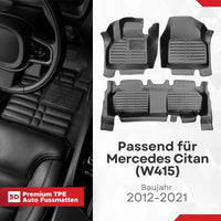 5D Premium Auto Fussmatten für Mercedes Citan (W415) 2012-2021