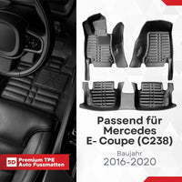 5D Premium Auto Fussmatten TPE Set Passend für Mercedes E- Coupe (C238) Baujahr 2016-2020