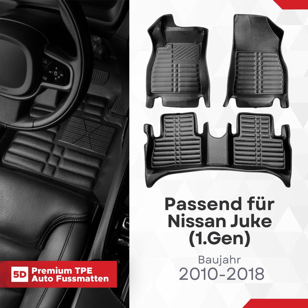 5D Premium Auto Fussmatten für Nissan Juke (F15) 2010-2019