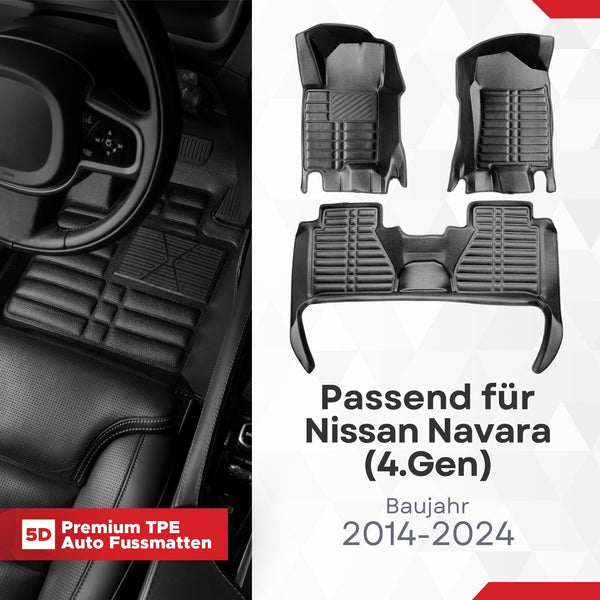 5D Premium Auto Fussmatten für Nissan Navara (IV.Gen) (D23) 2014-2026