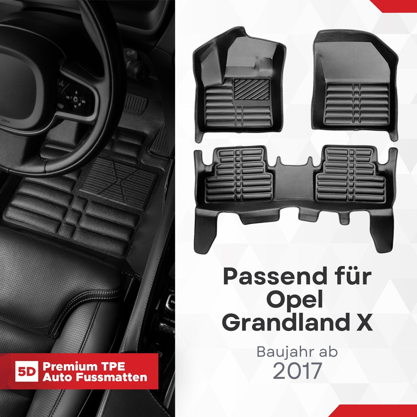 5D Premium Auto Fussmatten für Opel Grandland X 2017-2021