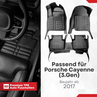 5D Premium Auto Fussmatten für Porsche Cayenne (9YA) 2017-2026