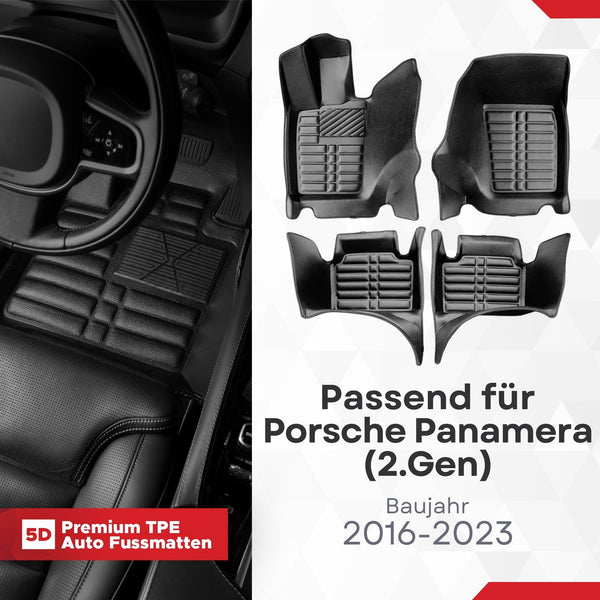 5D Premium Auto Fussmatten für Porsche Panamera (971) 2016-2023