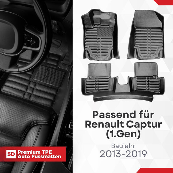 5D Premium Auto Fussmatten für Renault Captur (I.Gen)  2013-2019