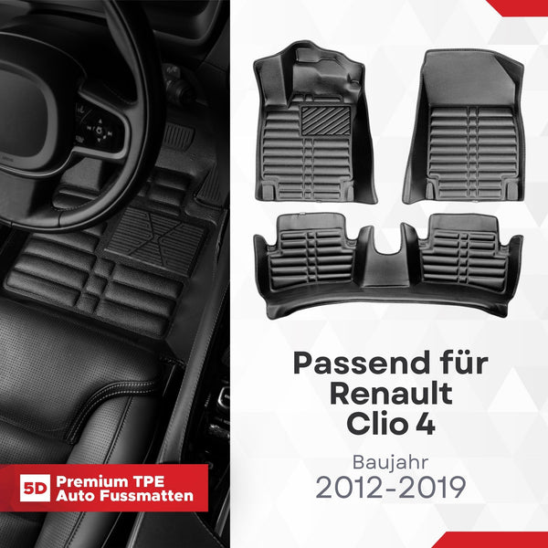 5D Premium Auto Fussmatten für Renault Clio IV 2012-2019
