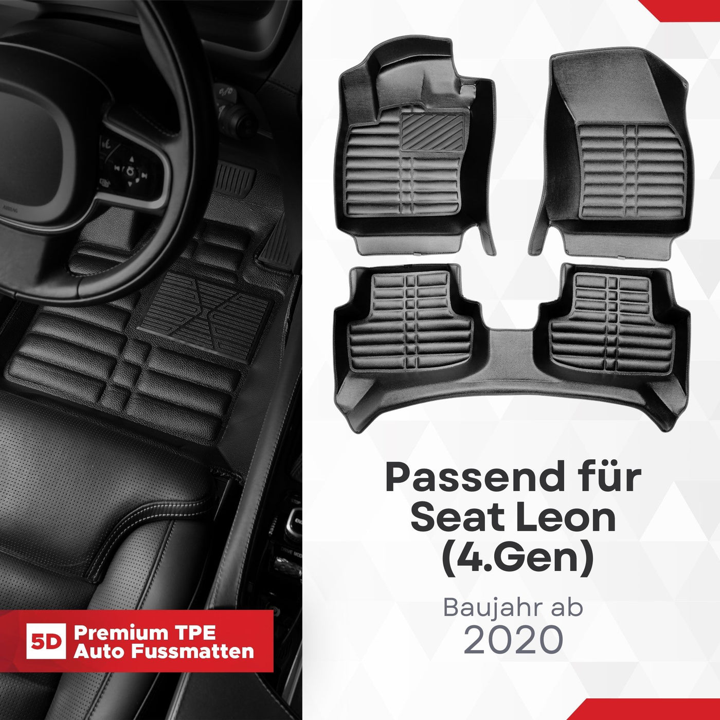 5D Premium Auto Fussmatten für Seat Leon (IV.Gen) (KL) 2020-2026