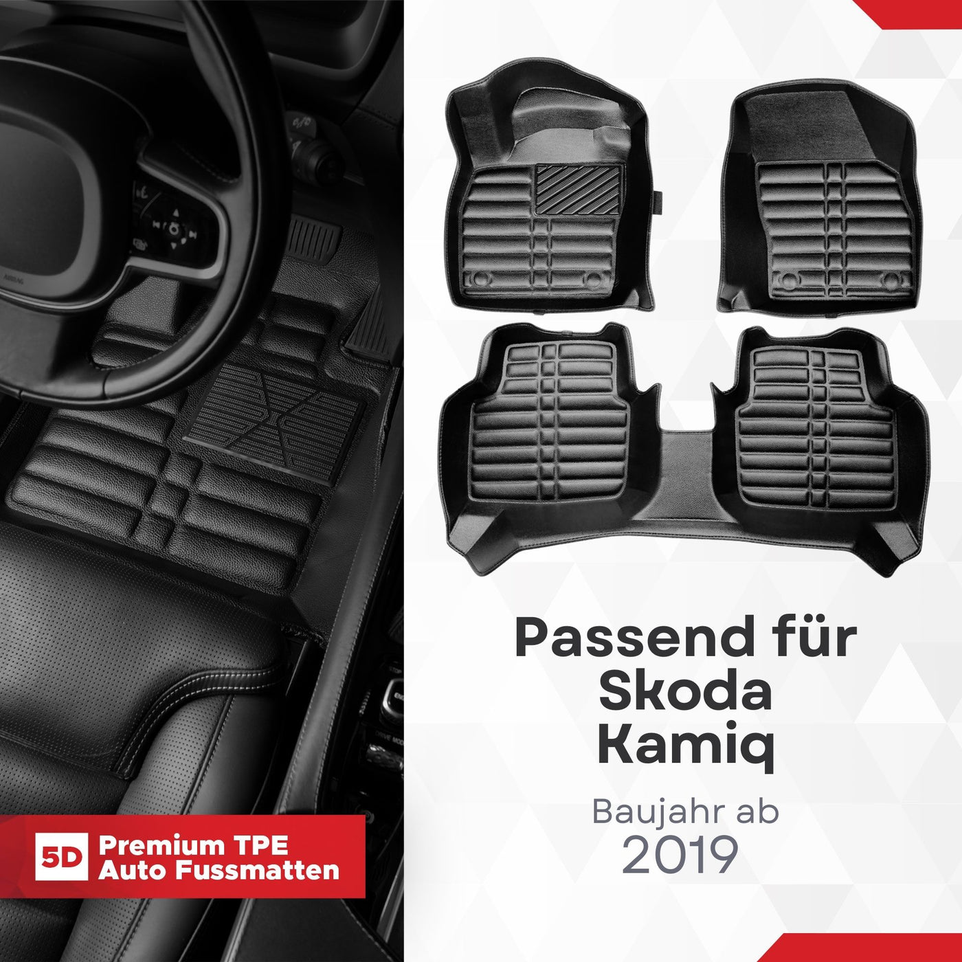 5D Premium Auto Fussmatten passend für Skoda Kamiq 2019-2026