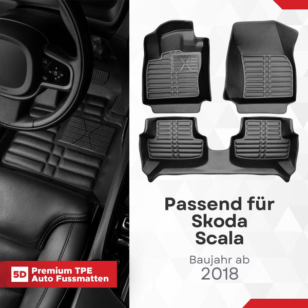 5D Premium Auto Fussmatten passend für Skoda Scala 2019-2026